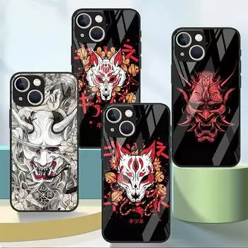 Стеклянный чехол с маской самурая Они для Apple iPhone 14 13 Pro 11 12 7 8 Plus SE 2022 XR X XS Max 6 6S закаленный чехол для телефона iPhone 14 Plus