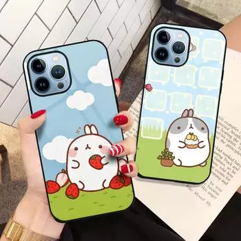 Стеклянный чехол с милым кроликом из мультфильма для Iphone 13 14 12 Pro Max Mini Xs Xr X, чехол для Iphone 7 8 6s Plus Se 2022 11, чехол For iphone 8