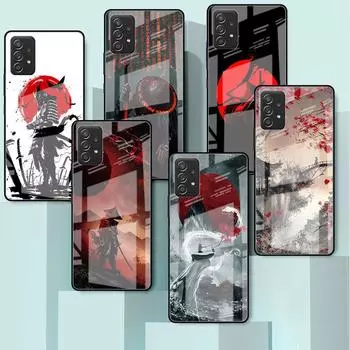 Стеклянный чехол с пейзажными чернилами самурая для Samsung Galaxy A52 A71 A50 A51 A70 A21s A31 A72 A10 A12 A30 A22 5G, чехол для телефона Samsung A53 5G