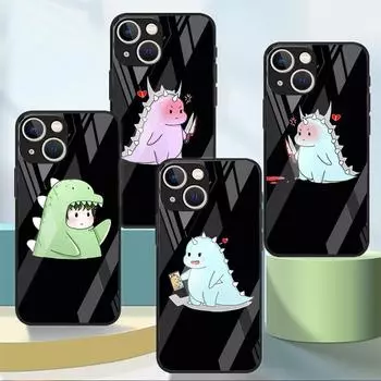 Стеклянный чехол с рисунком динозавра для Apple iPhone 14 13 Pro 11 12 7 8 Plus SE 2022 XR X XS Max 6 6S, закаленный чехол для телефона iPhone 14 Plus