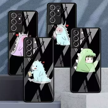 Стеклянный чехол с рисунком динозавра для Samsung Galaxy S22 S20 FE S21 Plus, чехол для телефона S10 5G S9 Note 20 Ultra 10 Lite Shell Samsung S22 Ultra 5G