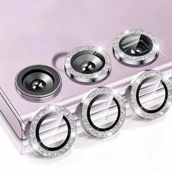 Стеклянный чехол с ромбовидной защитой для объектива для камеры Samsung Galaxy A54 A34, металлический чехол с кольцом для объектива, крышка объектива For A54 (3PCS) чёрный