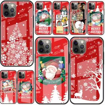 Стеклянный чехол с рождественским рисунком снеговика для Apple iPhone 14 11 13 Pro 12 7 8 Plus SE 2022 XR X XS Max 6 6S закаленный чехол для телефона iPhone 14 Pro Max