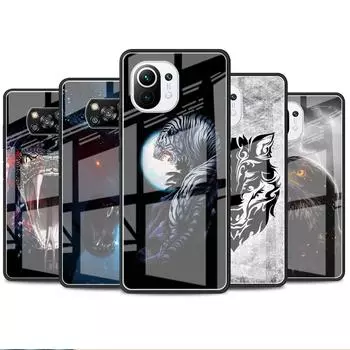 Стеклянный чехол со львом, тигром и волком для Xiaomi Poco X3 NFC 11 Lite 11T F3 M3 для Redmi Note 11 10 9 8 Pro 10S 9S 9A 9C, чехол для телефона Xiaomi Poco M3