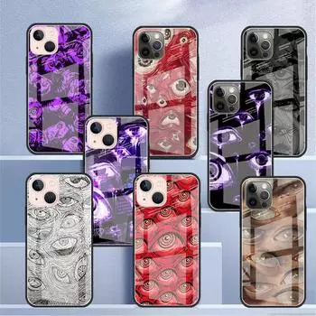 Стеклянный чехол со страшным лицом и глазами, смайликом для Apple iPhone 14, 13, 11, 12 Pro 7 XR X XS Max 8, 6 6s Plus SE 2022 13Pro, закаленный телефон Tampa iPhone 7Plus(8 Plus)