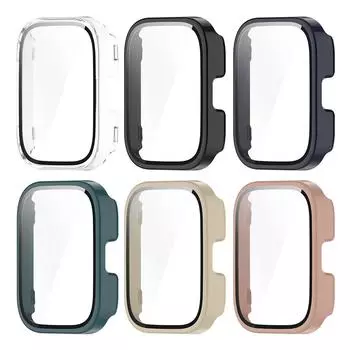 Стеклянный чехол, универсальный защитный чехол, Защитная пленка для экрана, жесткий бампер из поликарбоната и пленка из закаленного стекла для Amazfit Bip 5 Unity, аксессуары чёрный