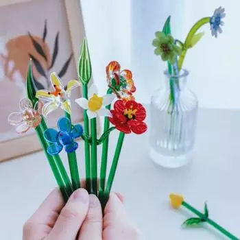 Стеклянный цветок ремесло стеклянный миниатюрный декоративный многоцветный изысканный цветочный декор на День святого Валентина 13