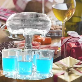 Стеклянный диспенсер для вина, виски, пива, держатель для быстрого наполнения, 2 в 1, 6 порций, прозрачные принадлежности для вечеринок, аксессуары для бара