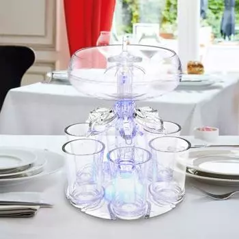 Стеклянный диспенсер на 6 рюмок с подсветкой. Элегантный держатель для заказа вина для домашнего бара, вечерние принадлежности для Хэллоуина. With Light