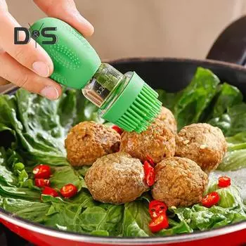 Стеклянный дозатор масла на 200 мл с силиконовой щеткой. Практичный креативный дозатор оливкового масла «Кактус». синий