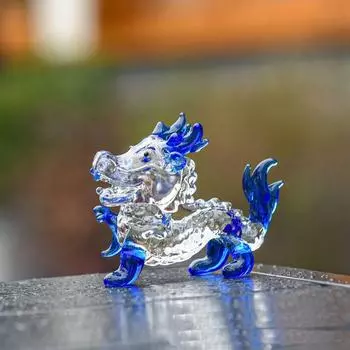 Стеклянный дракон, миниатюрные настольные украшения, статуэтка дракона, подарочная статуэтка дракона из кристаллов, домашний декор зелёный