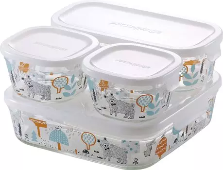 Стеклянный герметичный контейнер iwaki Shinji Kato In the Forest System Set Mini Pack Range Термостойкий и PS-PRNSNE4