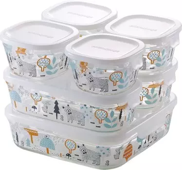 Стеклянный герметичный контейнер iwaki Shinji Kato In the Forest System Set Pack Range Термостойкий и PS-PRNSNE7