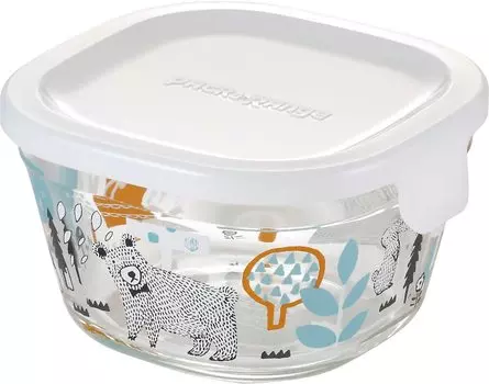 Стеклянный герметичный контейнер iwaki Shinji Kato In the Forest Square 200 мл, термостойкий B3200-SNE