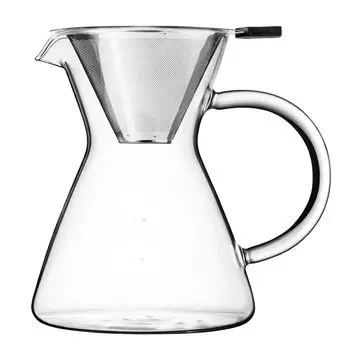 Стеклянный капельный сервер с фильтром из нержавеющей стали Nikii Cafe Clear Ширина 16 см x Глубина 12 см x Высота Фактическая емкость 450 мл Набор из термостойкого стекла