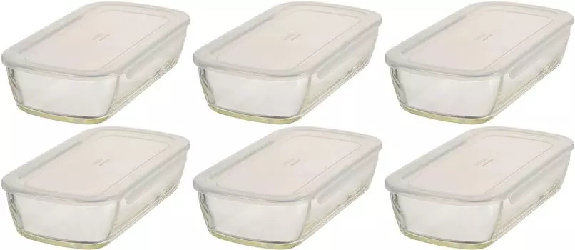 Стеклянный контейнер для хранения HARIO, изготовленный в Японии, квадратный, 900 мл, набор из 6 штук, прозрачный, термостойкий, KSTL-90-TW чистый