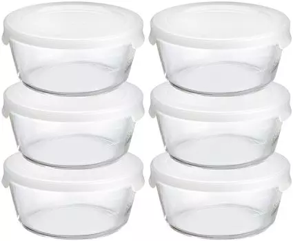Стеклянный контейнер для хранения Hario круглый 1200 мл, набор из 6 шт., термостойкий MST-120-TW