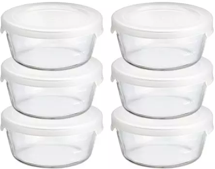 Стеклянный контейнер для хранения Hario круглый 300 мл набор из 6 шт. термостойкий MST-30-TW чистый