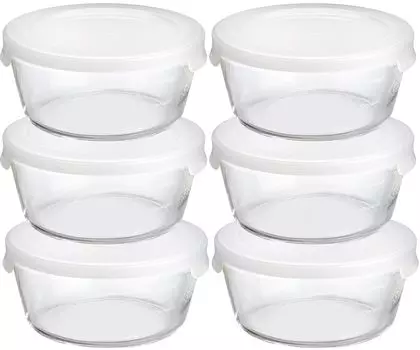 Стеклянный контейнер для хранения Hario круглый 600 мл набор из 6 штук термостойкий MST-60-TW