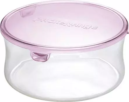 Стеклянный контейнер для хранения iwaki, розовый, круглый, S, 380 мл, для риса, 1 порция, устойчив к воздействию микроволновой печи и KT7401-P розовый