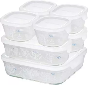 Стеклянный контейнер для хранения iwaki Shinji Kato Petit bois, набор из 7 штук, устойчив к воздействию тепла в микроволновой печи и PS-PRNSNC71