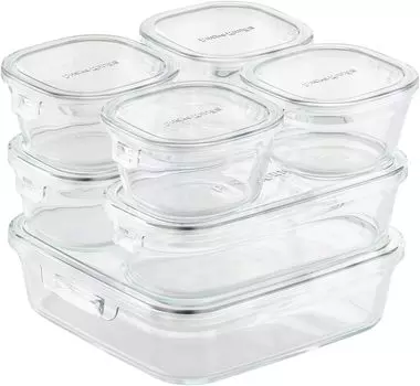 Стеклянный контейнер для хранения iwaki Urban Clear, набор из 7 штук, термостойкий и F-PRN7-UCL