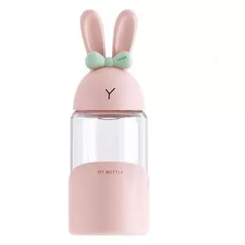 Стеклянный Кролик Милая Бутылка для Воды Девушка Зайчик Дорожная Кружка Портативный Стакан Сок