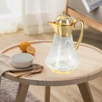 Стеклянный кувшин для воды объемом 1,8 л с носиком для подачи кофе и чая