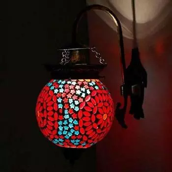 Стеклянный настенный светильник ручной работы с цветочным дизайном (Синий и Красный)