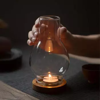Стеклянный подсвечник с деревянным основанием Украшение стола 8,9x15,9 см Абажур масляной лампы Легкий
