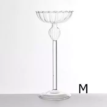 Стеклянный подсвечник в форме чашки для свечей, атмосфера ужина в скандинавском стиле, на высоких ножках