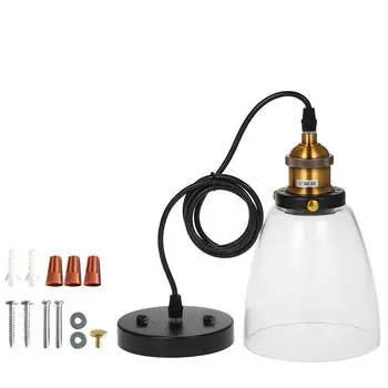 Стеклянный подвесной светильник Tomshine, ретро винтажная лампа с цоколем, простой компактный дизайн для ресторана E27