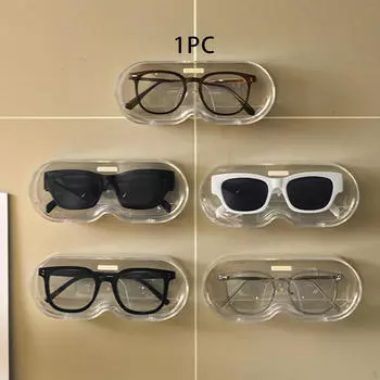 Стеклянный прозрачный футляр для очков для плавания в форме настенного крепления для домашнего декора офиса лаконичный жесткий с крышкой