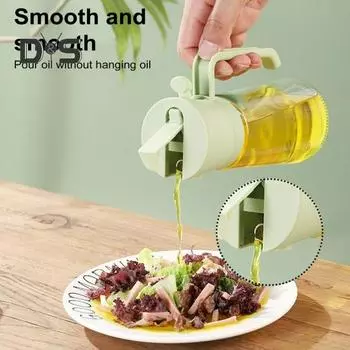Стеклянный распылитель для оливкового масла 470 мл 2-в-1 дозатор масла с автоматической откидной крышкой двойной функции сепаратор масла для приготовления пищи кухонный распылитель зелёный