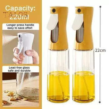 Стеклянный распылитель масла 220 мл Mister для приготовления пищи Многоразовый распылитель оливкового масла Кухонный дозатор масла с эргономичной ручкой Экологичный многофункциональный чёрный