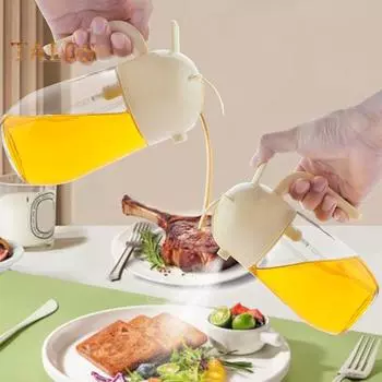 Стеклянный распылитель масла и дозатор на 580 мл/20 унций для пищевой герметичной бутылки с распылителем масла в форме медведя для кухни, фритюрницы для барбекю, выпечки салатов жёлтый