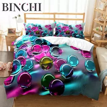 Стеклянный шар пододеяльник комплект микрофибры цветные прозрачные шарики постельное белье детские игрушки для детей подростков королева король пододеяльник EU single(135x200cm)