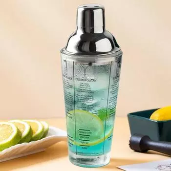 Стеклянный шейкер для коктейлей емкостью 400 мл с крышкой из нержавеющей стали. Прозрачная шкала. Устойчивый к ржавчине и не впитывающий влагу дизайн. Ледяная чашка для виски сауэрс. серебряный