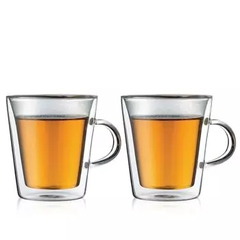 Стеклянный стакан BODUM CANTEEN Bodum Canteen Кружка с двойными стенками 200 мл Набор из 2 стаканов, сохраняющих тепло и холод, с двойными стенками, термостойкое стекло чистый