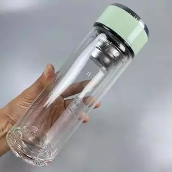 Стеклянный стакан для воды, двухслойный, офисный стакан, бутылка для воды, мужская и женская чашка для чая, деловые чашки, стакан с утолщенным дном 280CM 6 18CM розовый