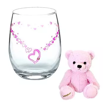 Стеклянный стакан Sears Color Changing Birthstone Color Crystal July Ruby Teddy Bear Plush Pink Teddy [Sears] sh84-0001-tdt-01-p-07