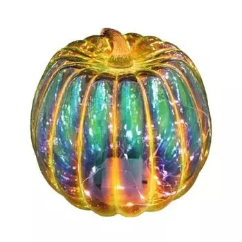 Стеклянный светильник-тыква на батарейках, светодиодный фонарь-тыква, осенний светящийся декор-тыква, настольное украшение для Хэллоуина, Дня благодарения, домашнего декора F