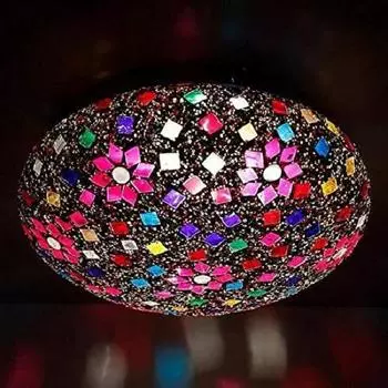 Стеклянный светодиодный круглый потолочный светильник для украшения дома, бара, ресторана, кафе, многоцветный и белый