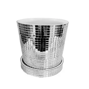 Стеклянный зеркальный блестящий керамический горшок для растений, ежедневное украшение, диско-шар, горшок для растений с дренажным отверстием 10.5cm