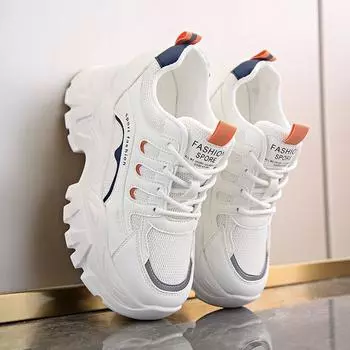 Стелька для увеличения роста, папины туфли, модная новая платформа, нескользящая повседневная женская спортивная обувь, универсальная белая обувь, студенческая обувь 35 оранжевый