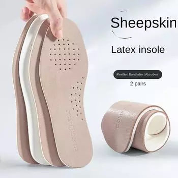 Стелька из натуральной кожи, мягкая подошва, дышащая овчина, впитывающий пот латекс, летняя спортивная амортизация, мужская повседневная стелька 35-36 бежевый