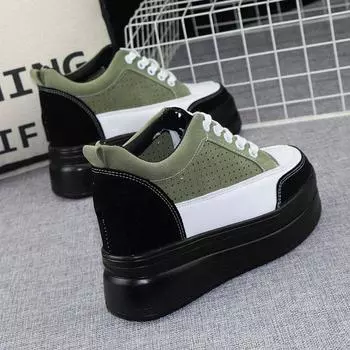 Стелька, увеличивающая рост 10 см. Женская обувь. Весна и лето. Новые полые дышащие повседневные туфли. Толстая подошва. Увеличивающие рост дикие легкие кроссовки. 34