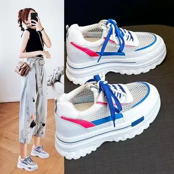 Стелька, увеличивающая рост, женская летняя новая толстая подошва, универсальная, подходящая по цвету, белая обувь, спортивная повседневная обувь Ins Fashion 34 зелёный