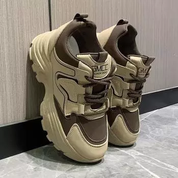 Стелька, увеличивающая рост, женская обувь для папы, весна и осень, новая обувь для папы на платформе Bai Match, обувь для папы, повседневная обувь для студентов, женская обувь 35 хаки