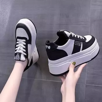 Стелька, увеличивающая рост, женская обувь, туфли на платформе, весенние новинки, универсальные белые туфли из натуральной кожи, повседневные кроссовки, обувь для скейтбординга 34